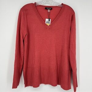 NWT Cable & Gauge Sweater V-Neck Mineral Red Color Soft Cozy Size Medium